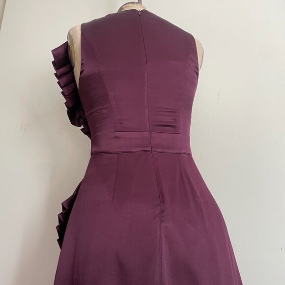Burgundy Sleeveless Satin Dress - Picture 10 of 11